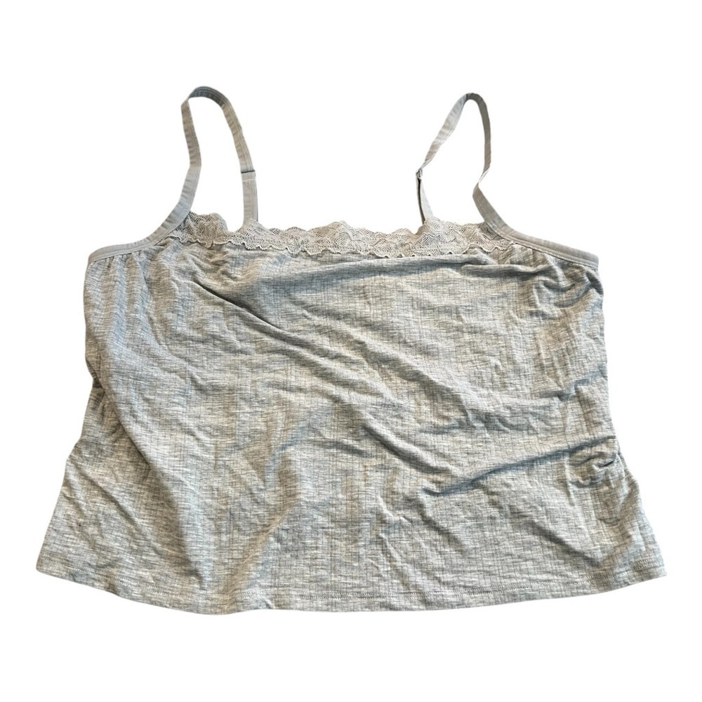 NWT Auden Modal Blend Unlined  Lace-Trim Camisole Heather Gray XXL